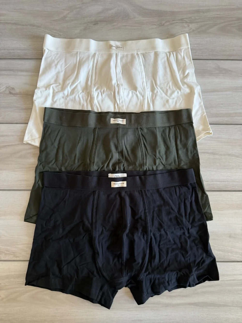 ZARA 3 Pack Soft Boxer Briefs Black Green Beige Size XL NEW IN BOX